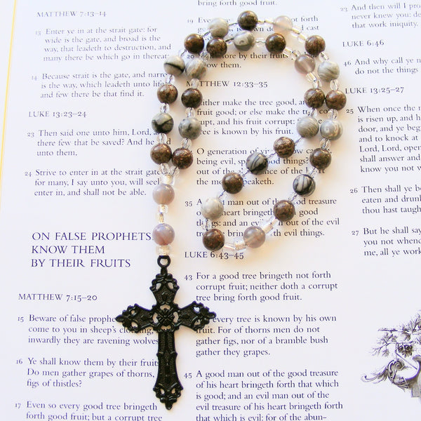 Handmade Anglican Rosary - Spider Web Jasper-Rosary Beads-Serenity Gifts