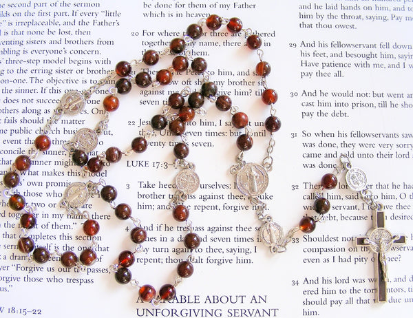 St Benedict Rosary - Handmade Catholic Rosary -Brown-Rosary Beads-Serenity Gifts