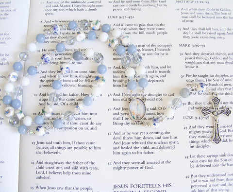 Our Lady of Lourdes Rosary with Unique Centrepiece - Handmade-Rosary Beads-Serenity Gifts