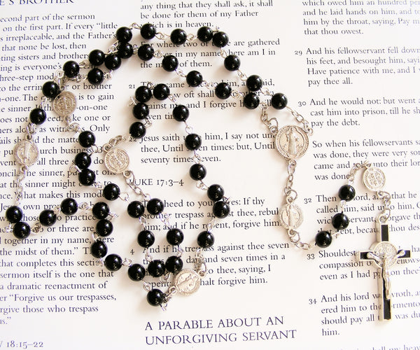 St Benedict Rosary - Handmade Catholic Rosary - Black-Rosary Beads-Serenity Gifts
