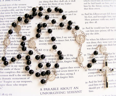 St Benedict Rosary - Handmade Catholic Rosary - Black-Rosary Beads-Serenity Gifts