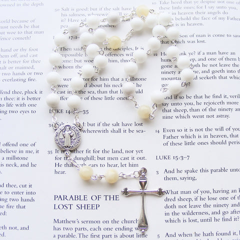 Handmade Anglican Rosary - St Benedict - Mother of Pearl-Anglica Rosary-Serenity Gifts