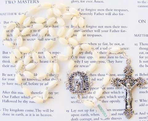 Our Lady of Lourdes Rosary - Mother Of Pearl Catholic Rosary-Rosary Beads-Serenity Gifts