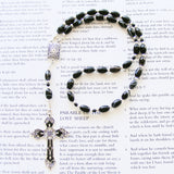 Handmade Anglican Rosary - Black Agate - Oval-Christian Rosary-Serenity Gifts
