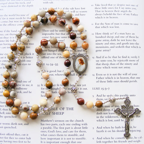 Jesus our Protector Catholic Rosary - Unique Centrepeice - Handmade-Rosary Beads-Serenity Gifts