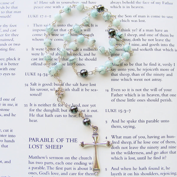 Handmade Anglican Rosary - 6mm Blue Glass-Christian Rosary-Serenity Gifts