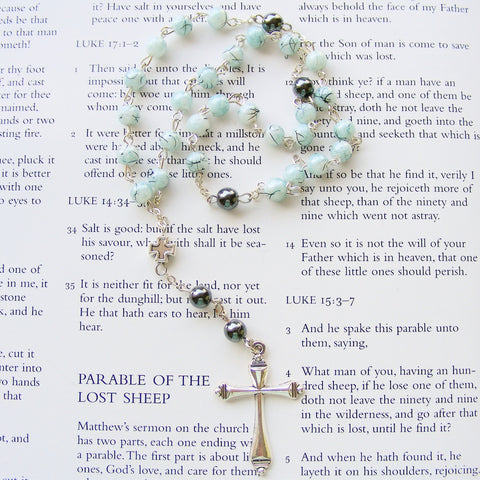 Handmade Anglican Rosary - 6mm Blue Glass-Christian Rosary-Serenity Gifts
