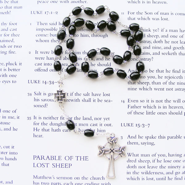 Handmade Anglican Rosary - 6mm Black Glass