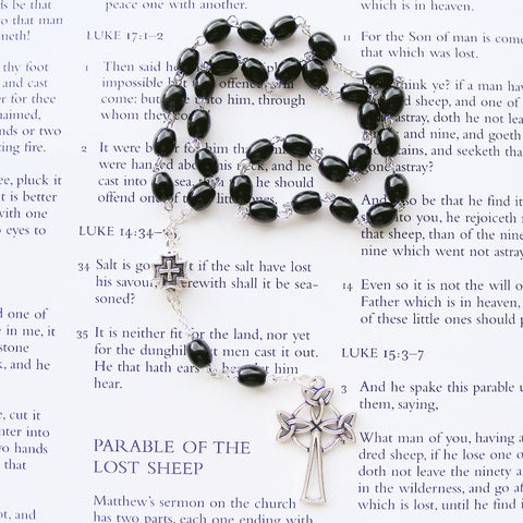 Handmade Anglican Rosary - 6mm Black Glass-Christian Rosary-Serenity Gifts