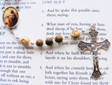 Praying Jesus Rosary - Brown Wood - Unique Centrepiece-Rosary Beads-Serenity Gifts