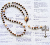 Praying Jesus Rosary - Brown Wood - Unique Centrepiece-Rosary Beads-Serenity Gifts