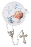 Baby's First Rosary Beads in Round Polyfoam Purse - Blue-Baptism & Christening-Serenity Gifts