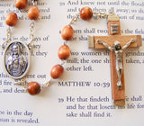 Sacred Heart Wooden Rosary - Brown-Rosary Beads-Serenity Gifts