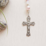 Handmade Rosary - 6mm Pink / White Gemstone with Swarovski Pink Pearl-Jewellery-Serenity Gifts