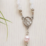 Handmade Rosary - 6mm Pink / White Gemstone with Swarovski Pink Pearl-Jewellery-Serenity Gifts
