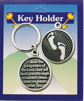 Pewter Key Ring - Footprints-Key Ring-Serenity Gifts