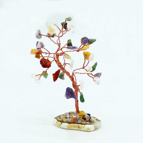 Gemstone Tree - Multi Stones on Natural Agate Base -35 stones-Crystal Gemstone-Serenity Gifts