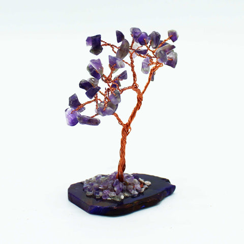 Gemstone Tree - Amethyst on Natural Agate Base -35 stones-Crystal Gemstone-Serenity Gifts