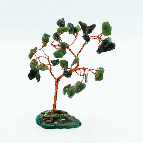 Gemstone Tree - Green Aventurine on Natural Agate Base -35 stones-Crystal Gemstone-Serenity Gifts