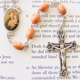 St. Anthony Rosary - Brown Wood-Rosary Beads-Serenity Gifts