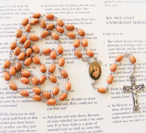 St. Anthony Rosary - Brown Wood-Rosary Beads-Serenity Gifts