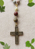 Handmade Anglican Chain Link Rosary - Picasso Jasper-Rosary Beads-Serenity Gifts