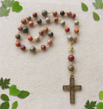 Handmade Anglican Chain Link Rosary - Picasso Jasper-Rosary Beads-Serenity Gifts