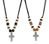 Wooden Bead Necklace with Cross-wooden bead necklace with Cross-Serenity Gifts