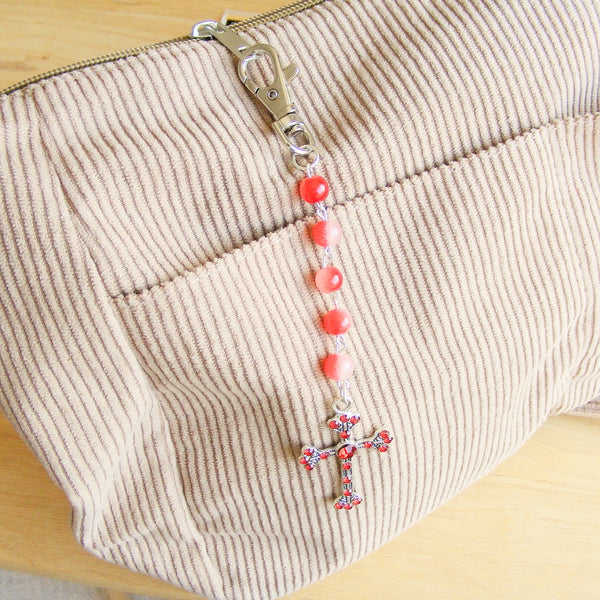 Bag Charm- Alloy Cross - Red-Bag charm-Serenity Gifts