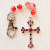 Bag Charm- Alloy Cross - Red-Bag charm-Serenity Gifts