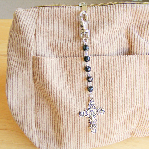 Bag Charm- Crucifix with Rose Design-Bag charm-Serenity Gifts
