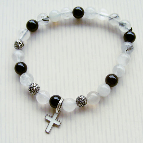 Christian Bracelet - White Cross-Stretch Braclets-Serenity Gifts