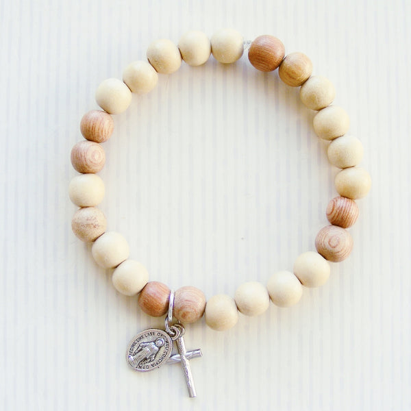 Catholic Bracelet - Cross and Medal-Stretch Braclets-Serenity Gifts