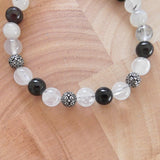 Handmade Gemstone Stretch Bracelet - Rutilated Quartz and Black Onyx-Stretch Braclets-Serenity Gifts