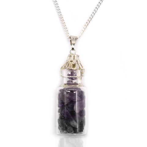 Bottled Gemstones Necklace - Amethyst-Gemstone Necklace-Serenity Gifts