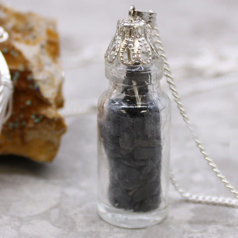 Bottled Gemstones Necklace - Black Onyx-Gemstone Necklace-Serenity Gifts