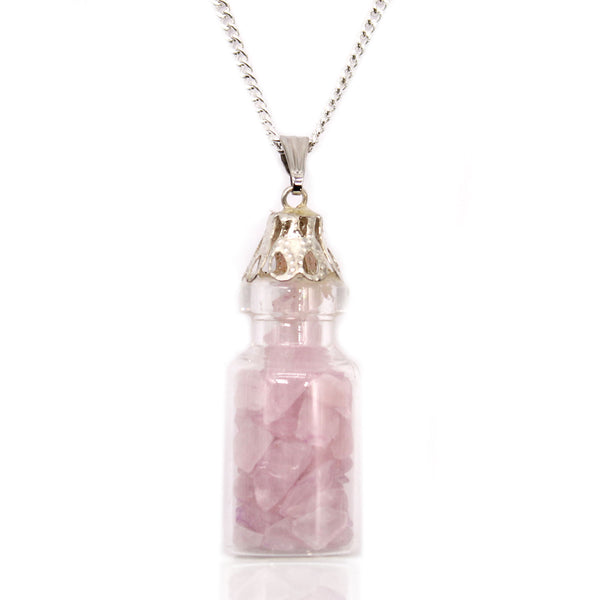 Bottled Gemstones Necklace - Rose Quartz-Gemstone Necklace-Serenity Gifts