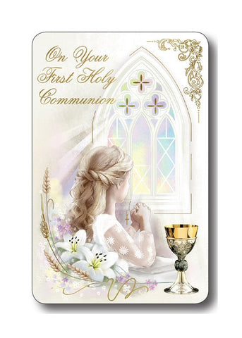 First Holy Communion Prayer Card - Girl- Chalice-Prayer Card-Serenity Gifts
