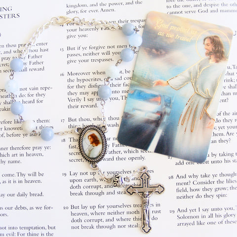 Handmade Chain Link Rosary - Car Rosary and Prayer Card-Car Rosary-Serenity Gifts