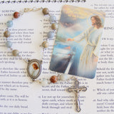 Handmade Chain Link Rosary - Car Rosary and Prayer Card - Travel-Car Rosary Beads-Serenity Gifts