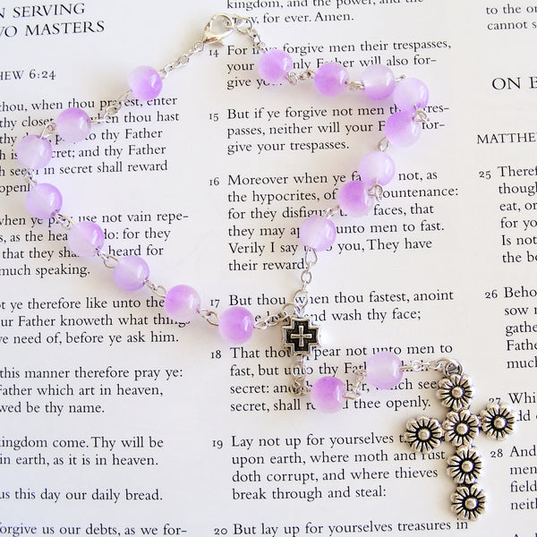 Handmade Anglican Car Rosary - Lilac Glass-Anglican Car Rosary-Serenity Gifts