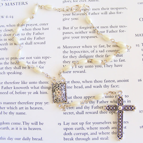 Handmade Anglican Car Rosary - Pearl-Anglican Car Rosary-Serenity Gifts