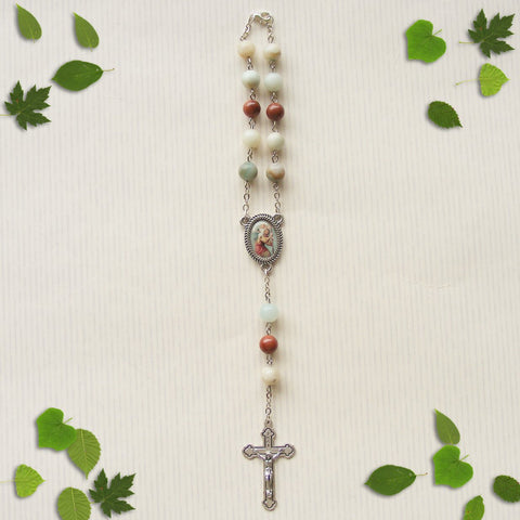 Handmade Chain Link Rosary - Car Rosary - Flower Amazonite-Jewellery-Serenity Gifts