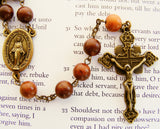 Miraculous Medal Rosary - Natural Wood-Rosary Beads-Serenity Gifts