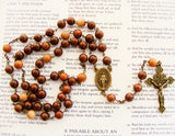 Miraculous Medal Rosary - Natural Wood-Rosary Beads-Serenity Gifts
