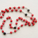 Handmade Chain Link Rosary - Red Acrylic Faceted - 6mm-Jewellery-Serenity Gifts