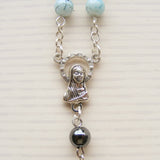 Handmade Chain Link Rosary - Pale Blue Glass - 6mm-Jewellery-Serenity Gifts