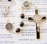 St. Benedict Rosary - Brown Wood - 8mm-Rosary Beads-Serenity Gifts