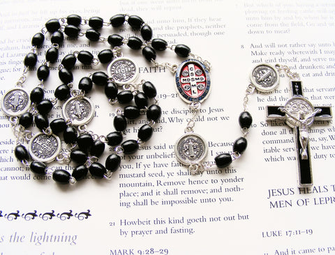 St. Benedict Rosary - Black Wood -7 mm-Rosary Beads-Serenity Gifts