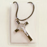 St Benedict Crucifix on Cord - Black-St benedict necklace-Serenity Gifts